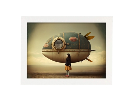 NACNIC Poster Pequeña Ballena En Estilo Surrealismo Cinematográfico Ilustraciones Y Grabados De Historieta Abstracta Y Artística A4 Marcos Blancos