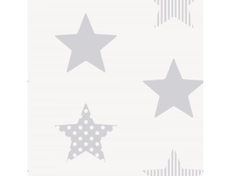 Papel de pared Kids @ Home Superstar NOORDWAND plateado y blanco