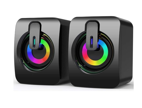 Altavoces, mini Altavoz con cable 2.0 para PC, alimentado por USB de 3,5 mm AUX, altavoces para juegos RGB con luz LED para computadora, computador...