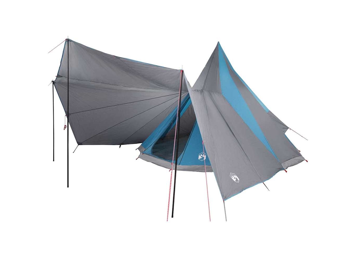 Tienda tipi familiar, azul y gris, 510 x 690 x 330 cm