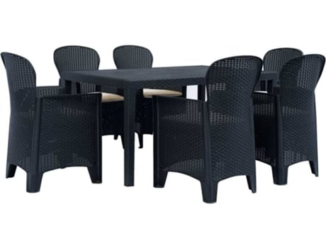Conjunto 7 Muebles De Jardin VIDAXL Antracita Plástico