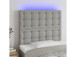 Cabecero Con Luces Led Tela Gris Claro 80x5x118/128 Cm