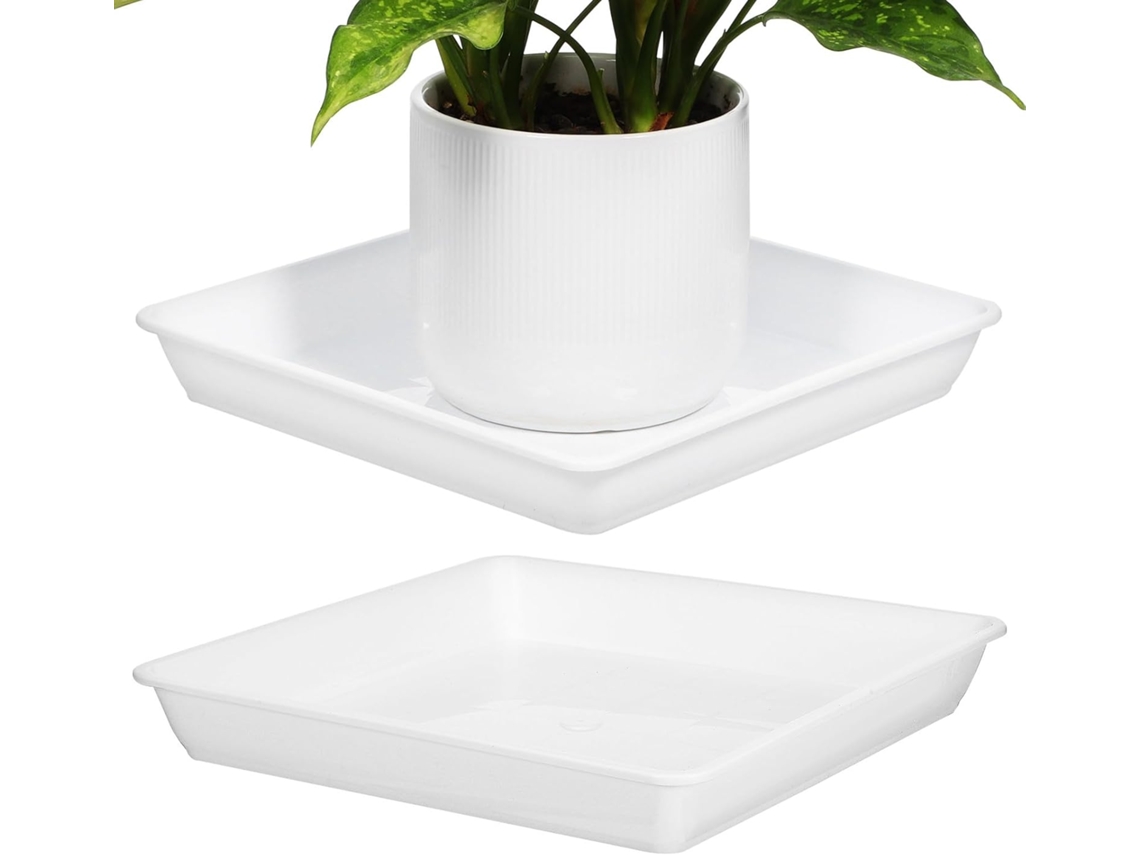 Juego De 2 Platillos Cuadrados De Plástico Blanco De 22x22 Cm Para