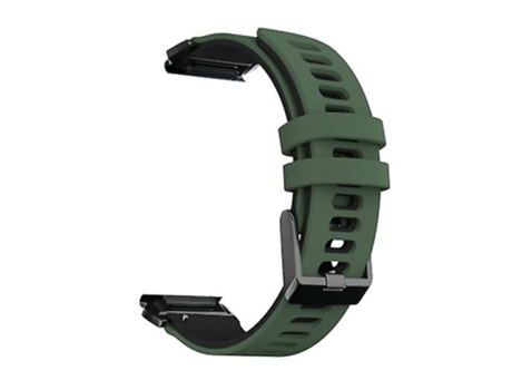 Correa para Garmin Fenix 7X Correa de reloj de liberación rápida de silicona bicolor Verde militar Negro VENISYMLIS