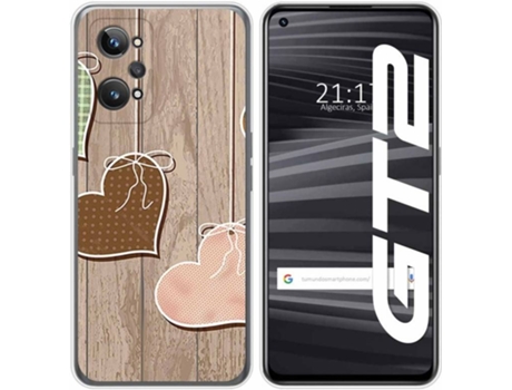 Carcasa para Realme GT 2 5G TUMUNDOSMARTPHONE Dibujos Corazones Madera Multicolor