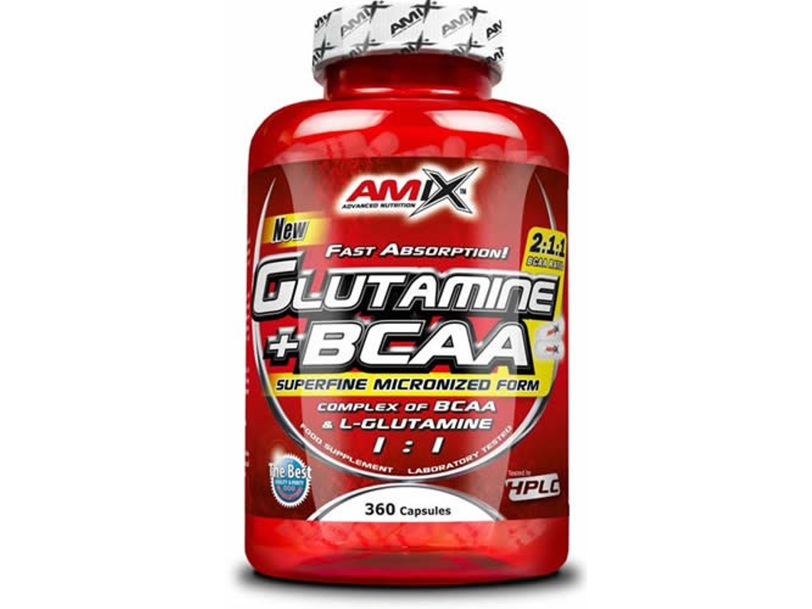 Complemento Alimentar AMIX Glutamina + Bcaa + 360-Aminoácidos Recudor Muscular Ideal Para Deportistas (360 Cápsulas)