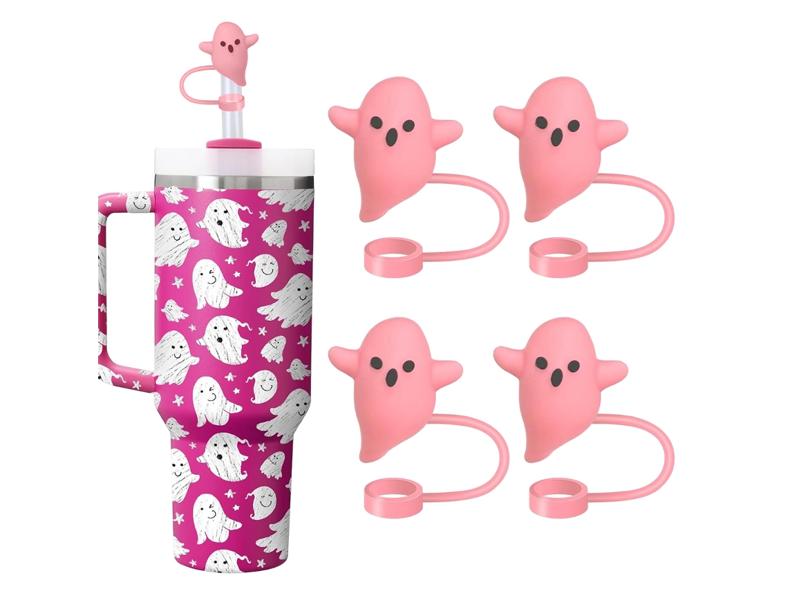 KOFIHETY Tapa Canudos de Fantasma, 4 Unidades, Silicona, Compatibles con Stanley Cup 30 40 oz, Accesorios Divertidos para Vasos