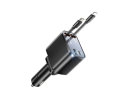 Cargador De Coche Retráctil 4 En 1 Con Cables De Carga Rápida Pd De 30 W Y 2,4 A, Compatible Con Ios Y Android.