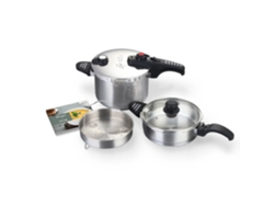 Set De Ollas A Presión 2l,5 l Y 6 l G-SOLA, Acero Inoxidable, Triple Seguridad, Rápida, Todo Tipo De Cocinas, Recetario