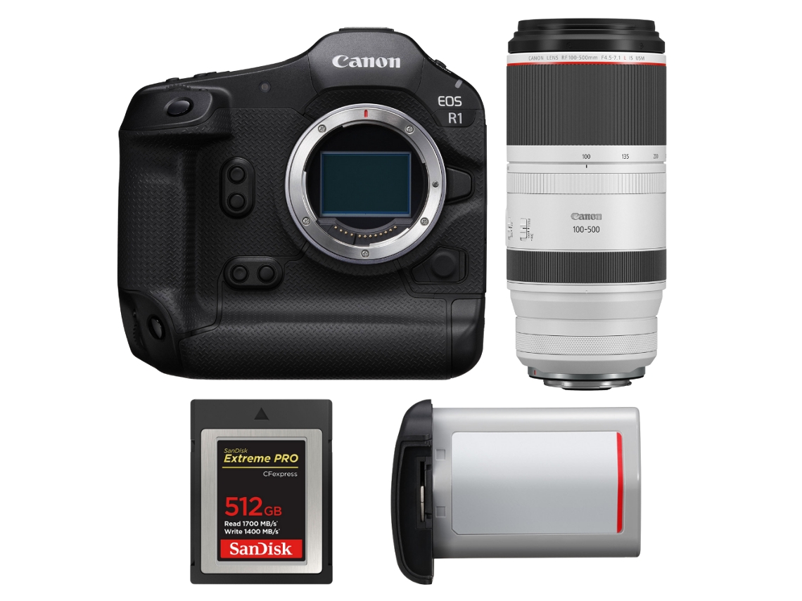 Canon Eos R1 + Rf 100-500mm F/4.5-7.1 L Is Usm + 1 Sandisk 512gb Extreme Pro Cfexpress Type B + Canon Lp-e19 + Ebook Pricedirect