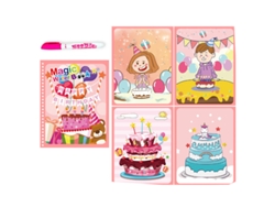 (Cumpleaños B) Juguete educativo infantil: Libro mágico de pintura con agua y bolígrafo. Juguete para bebés.