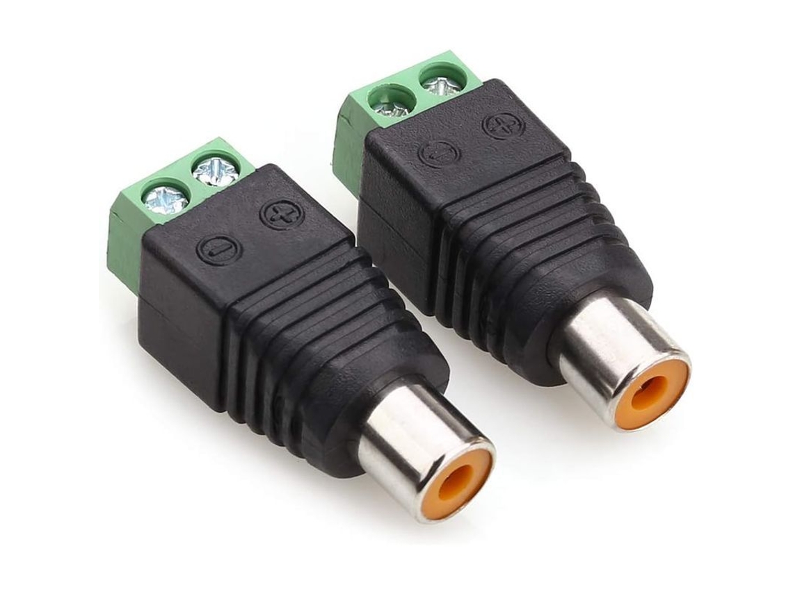 2026-conector Rca Hembra A Terminal De Tornillo Para Cámara Cctv, Adaptador Audio/video (pack De 2)