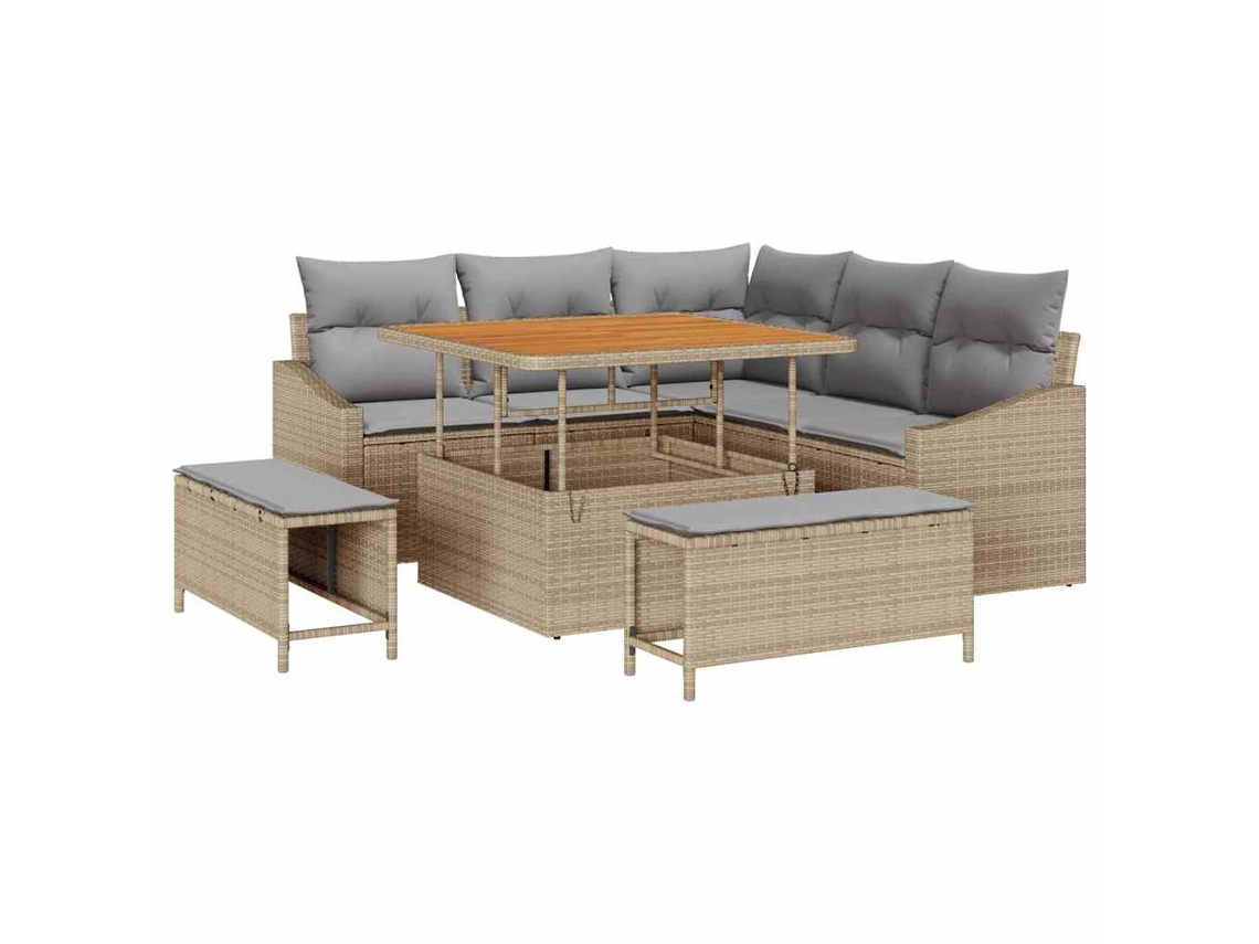 Maison Exclusive - Juego de sofás de jardín de ratán sintético beige de 8 piezas