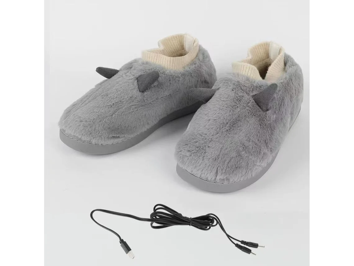 Calentador de pies eléctrico, pantuflas de felpa calefactables con alimentación USB Cuich (gris, 40 41)