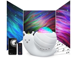 Luz nocturna con proyector de estrellas luces de proyector Aurora Galaxy 4 en 1 luces nocturnas para niños de caracol para dormitorio con control remoto/altavoz Bluetooth con IKIKSO