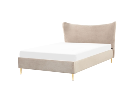 Cama de matrimonio BELIANI Chaleix terciopelo gris 148x212x109