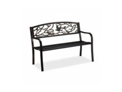 Relaxdays Banco De Jardim, Padrão De Pássaros, 2 Lugares, Vintage, Aço, 87x127x57 Cm, Preto/bronz.