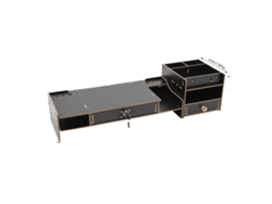 Soporte para monitor de ordenador, diseño ergonómico, cajón con cerradura, negro.