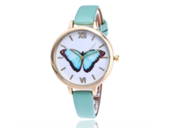 Reloj De Pulsera Vansvar Slim Para Mujer Con Correa De Pu Y Esfera Con Mariposa (menta)