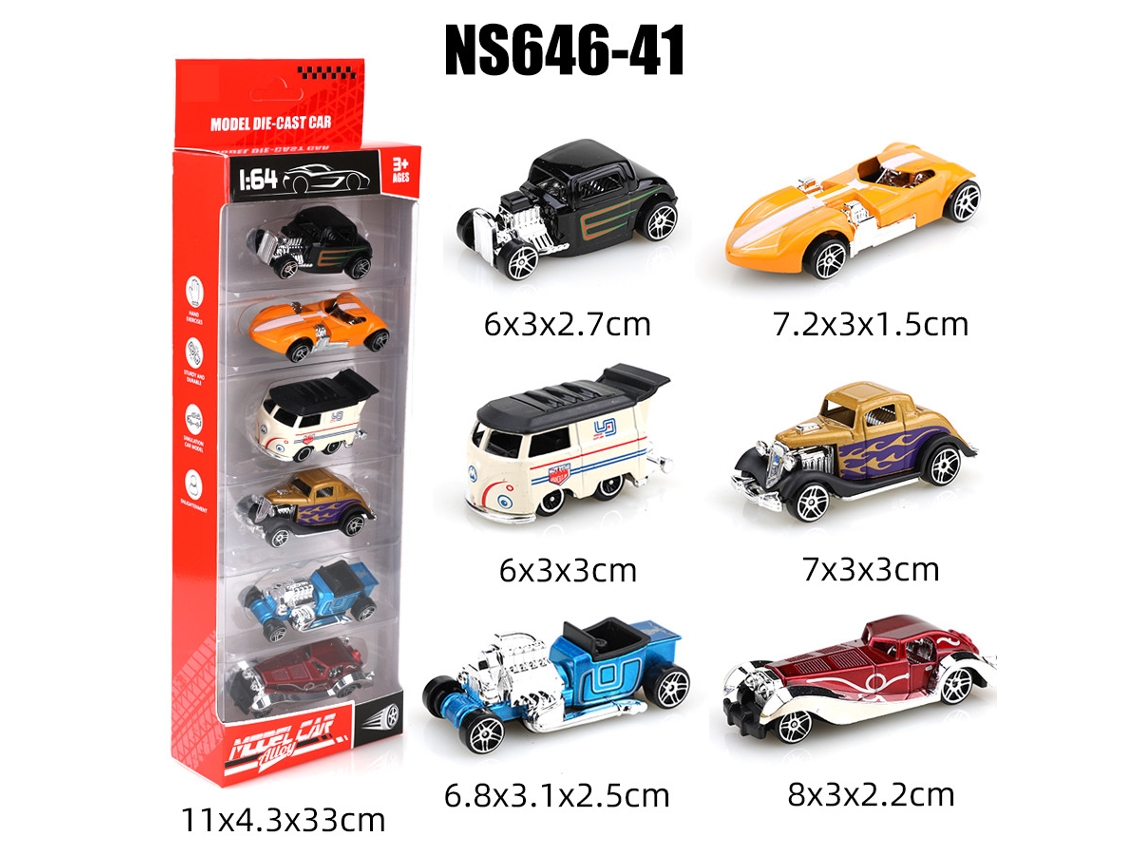(6 Coches) Mini Coches Deslizantes De Metal Fundido A Presión A Escala 1/64, Juguetes Para Niños