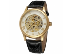Reloj Mecánico Automático Para Hombre Forsining Con Esfera Blanca, Números Y Caja Dorada.
