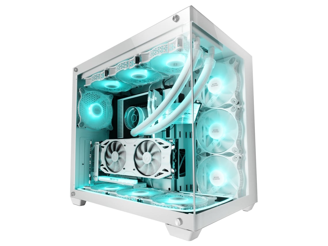 Mars Gaming MCV2 Blanco Caja Gaming ATX Premium XXL Doble Ventana Cristal  Templado Estructura Modular Doble Cámara