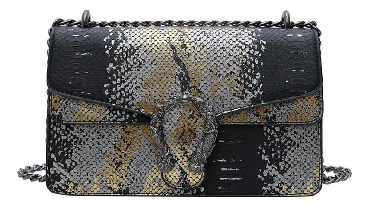 Bolsos cruzados de cuero de lujo para mujer con estampado de serpiente vayotoy