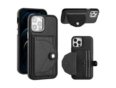 Funda Mobile Phone Cases Shockproof With Card para iPhone 12 Piel Marrón