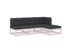 Juego de 4 sillones de jardín con cojines de pino macizo MAISON EXCLUSIVE