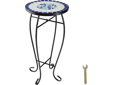 Mesa de Jardín TECTAKE Mosaico (Blanco - Acero - 30x30x61.5 cm)