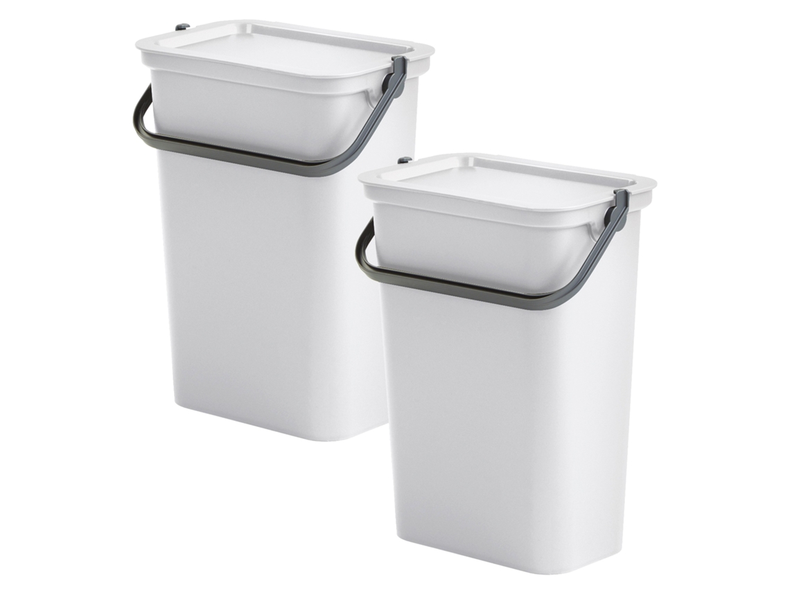 Set de Papeleras TONTARELLI de 2x10L Blanco con Asa, Colección Moda