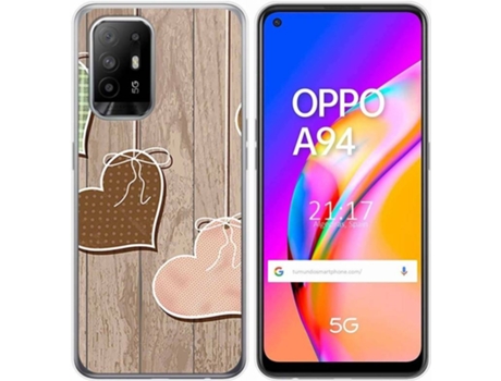 Carcasa Oppo A94 5G TUMUNDOSMARTPHONE Corazones Madera