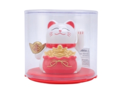 Maneki Neko Solar White Gato de la Suerte para Decoración