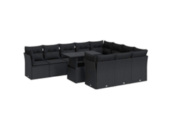 Maison Exclusive - Set De Sofás De Jardín 11 Pzas Y Cojines Ratán Sintético Negro