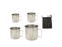 4 Vasos De Acero Inoxidable Para Camping Con Asa Plegable, Apilables Para Camping, Senderismo Y Actividades Al Aire Libre.