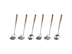 Rebe-set De Herramientas Para Wok, Spatula Y Cuchara De 44cm, Acero Inoxidable 304 Con Mango De Madera, Anticaliente Y Lavavajillas