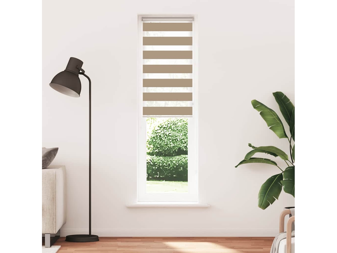 Maison Exclusive - Estor Cebra Marrón Arena Tejido Ancho 60,9 Cm Poliéster