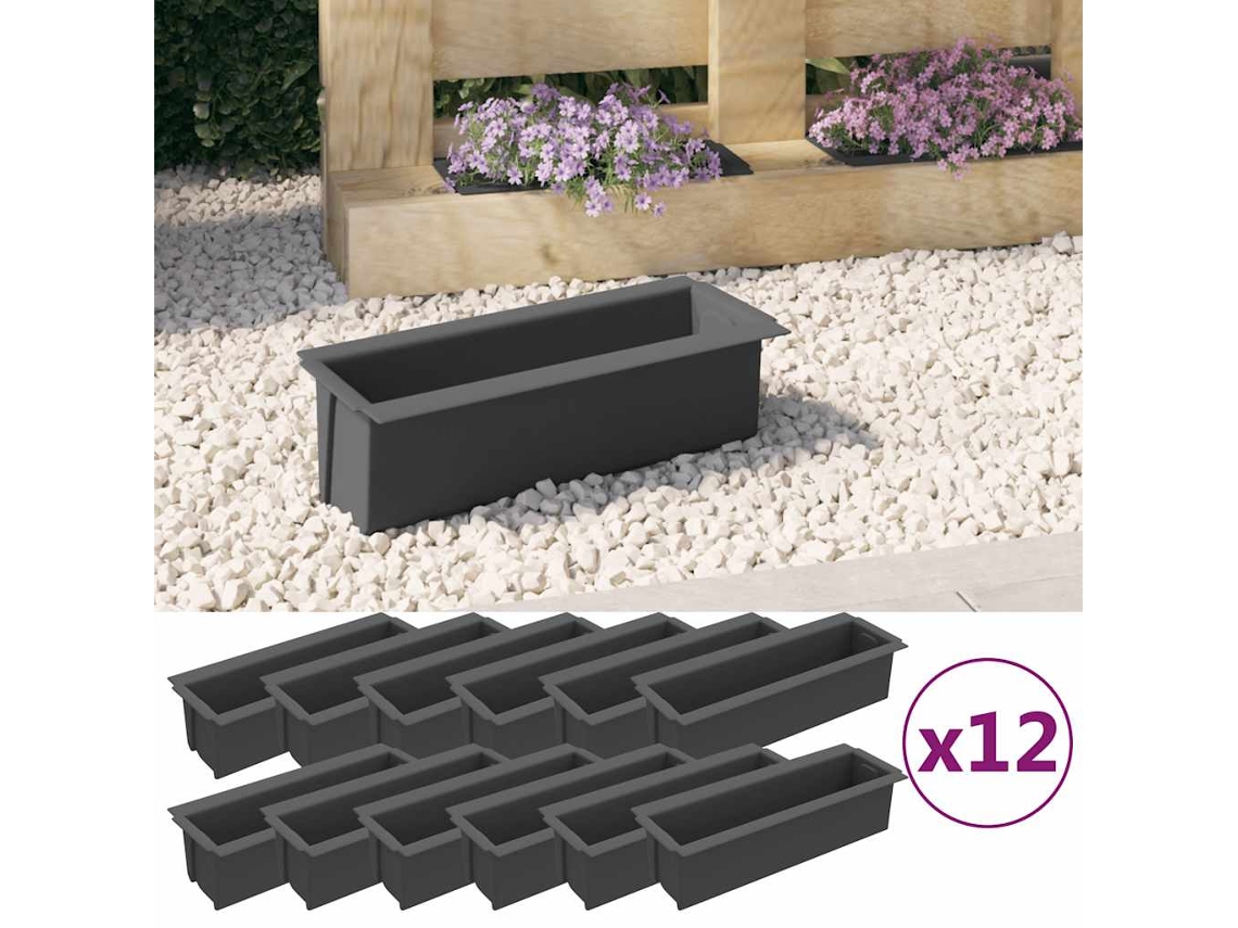 Conjunto 12 Jardinera VIDAXL Gris Polipropileno