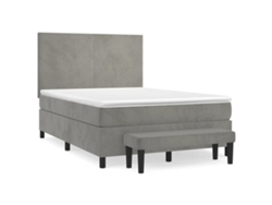 Maison Exclusive - Cama Box Spring Con Colchón Terciopelo Gris Claro 140x190 Cm