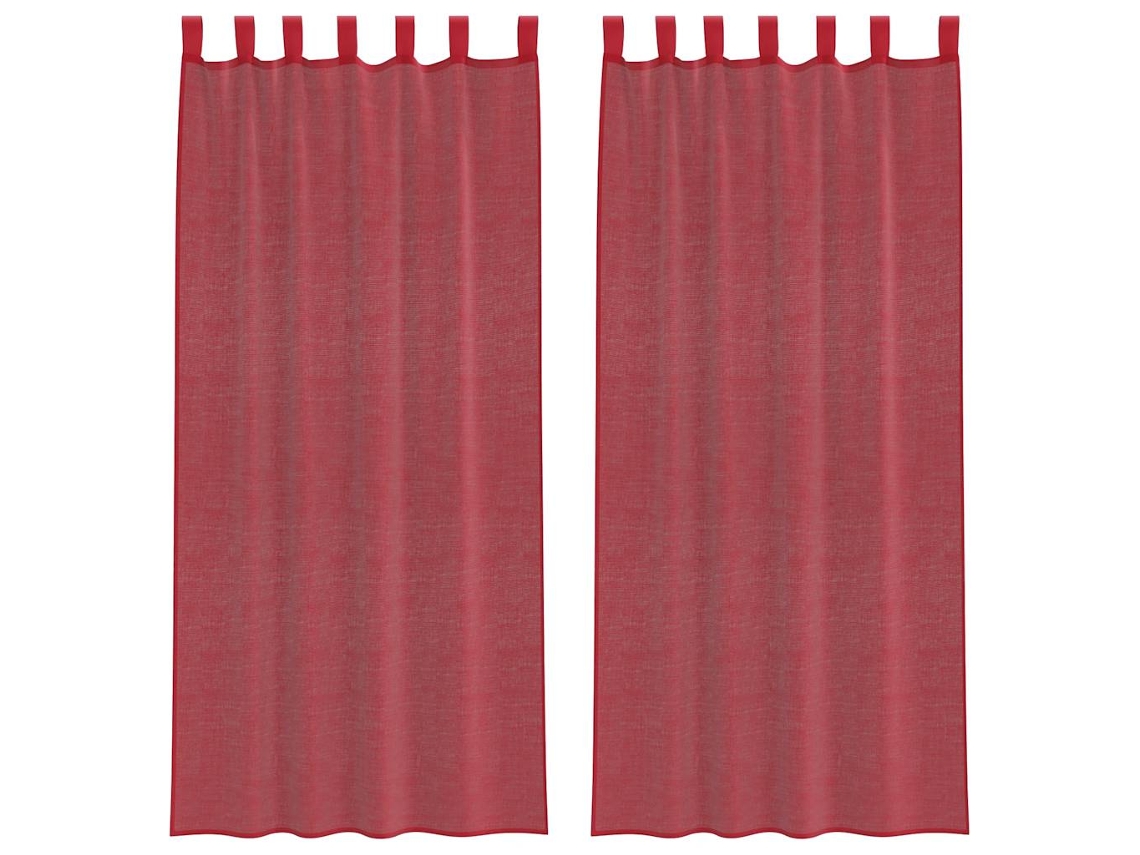 Maison Exclusive - Cortinas De Gasa Con Trabillas 2 Uds Rojo Vino 140x245 Cm