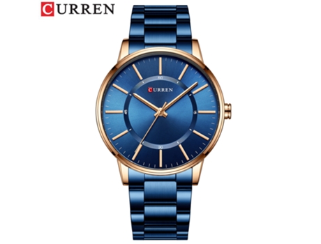 Relojes para hombres, reloj de cuarzo analógico de acero inoxidable, reloj de pulsera de ocio para hombres, carcasa rosa y azul LUUCOZK