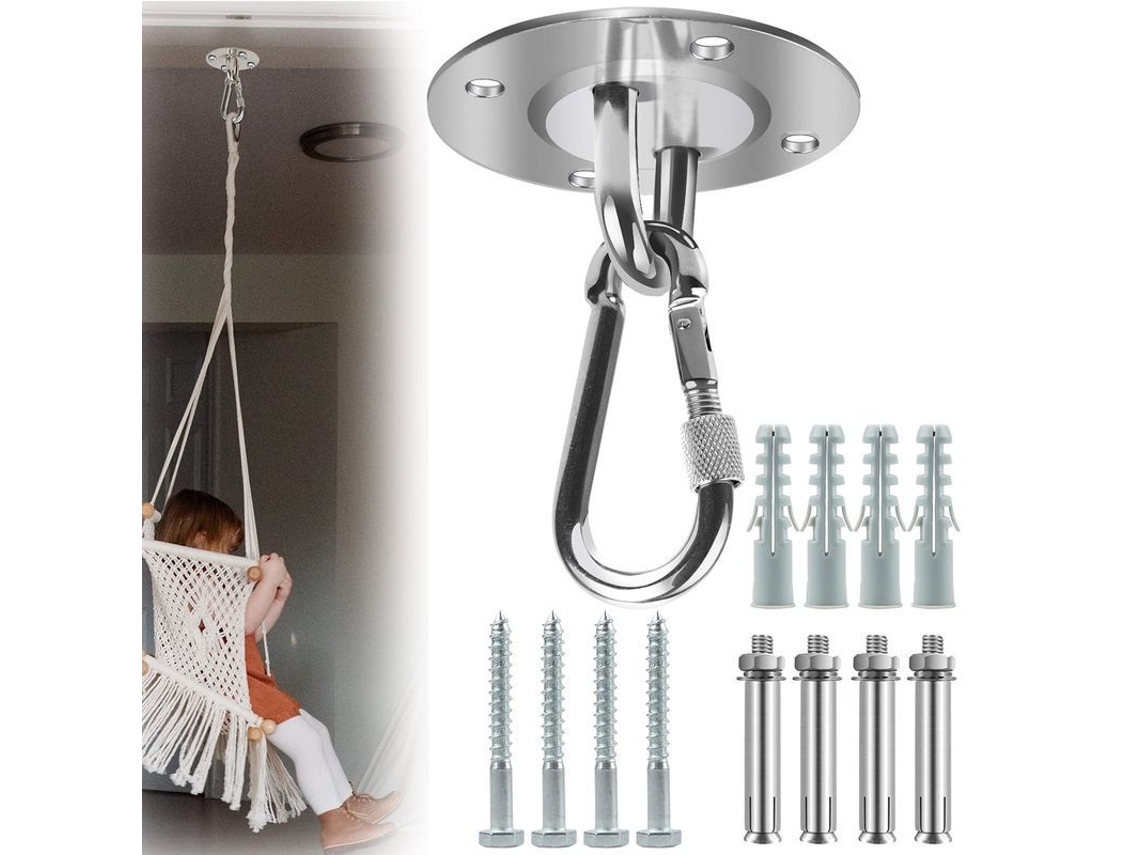 Gancho De Techo De Acero Inoxidable 304 500kg Rotación 180° Para Columpios Hamacas Yoga