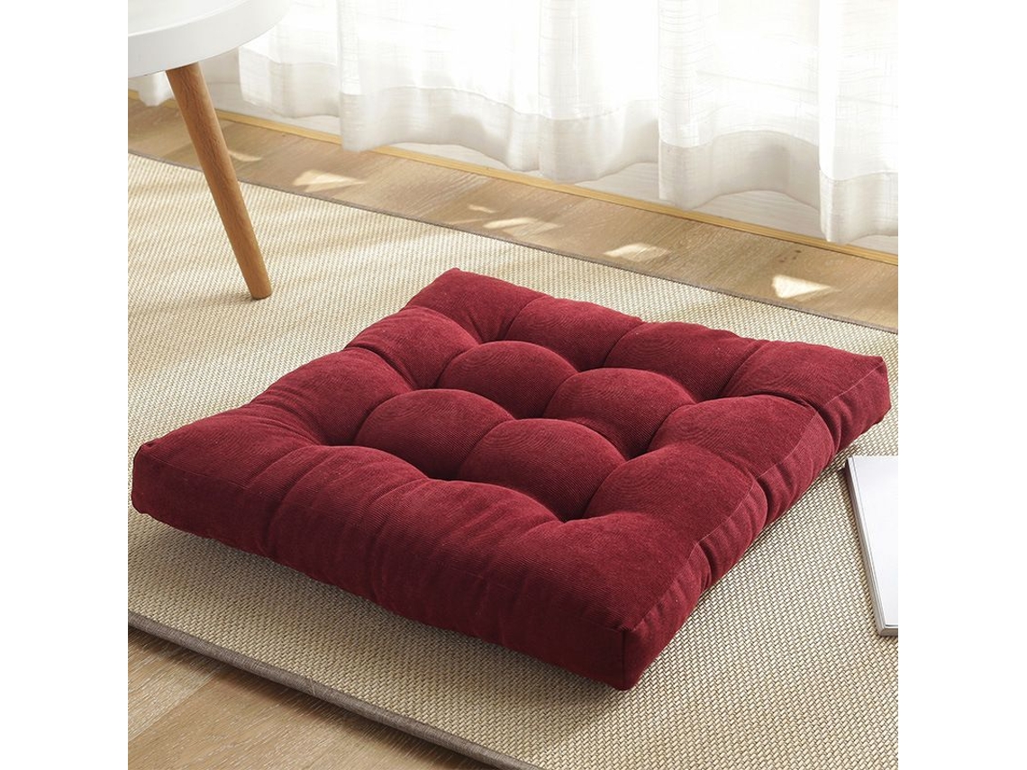 Rebe-almohada De Suelo Cuadrada Para Meditación Yoga 18x18 Pulgadas Rojo Vino Almohadón De Asiento Suave Corduroy