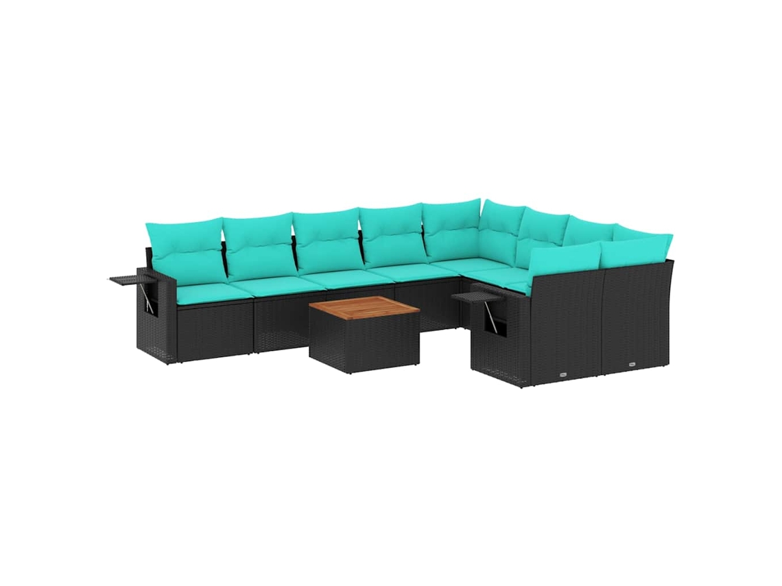 Maison Exclusive - Conjunto De Sofá De Jardín De 10 Piezas Con Cojines, De Poliratán Negro