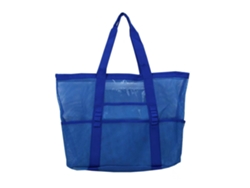 (azul) Bolsa De Playa De Gran Capacidad Con 8 Bolsillos De Malla.