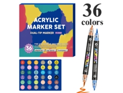 Bolígrafo de dibujo para estudiantes, rotuladores de tinta acrílica de doble punta para manualidades, 36 colores Gertiz