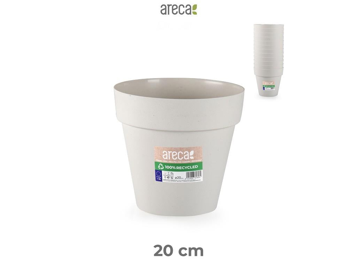 ARECA Eco - Maceta Redonda Decorativa 20 cm Clásica Beige Jaspeado
