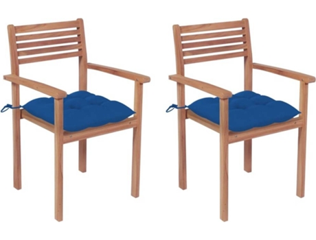 Conjunto 2 Silla de exterior VIDAXL Azul Teca (56x51x90 cm)