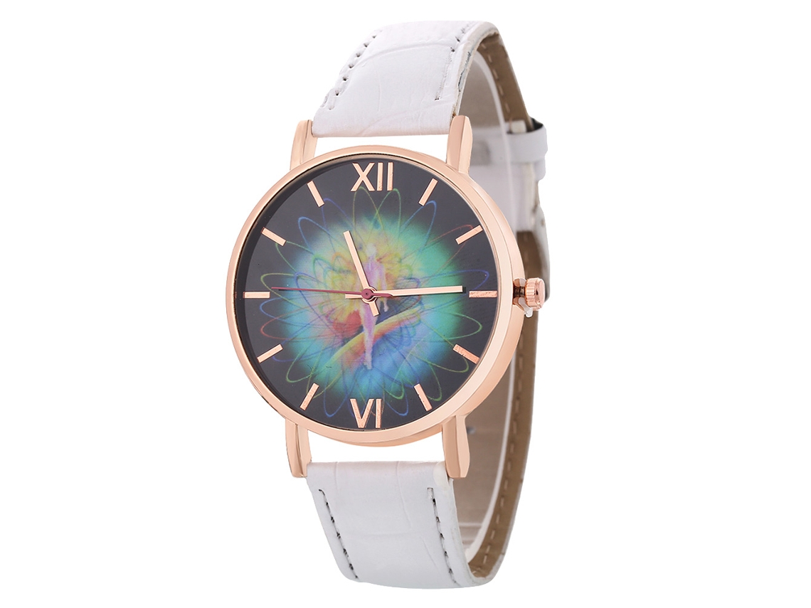 Reloj De Pulsera De Aleación Con Dial Redondo Analógico De Cuarzo Para Mujer Y Hombre Blanco