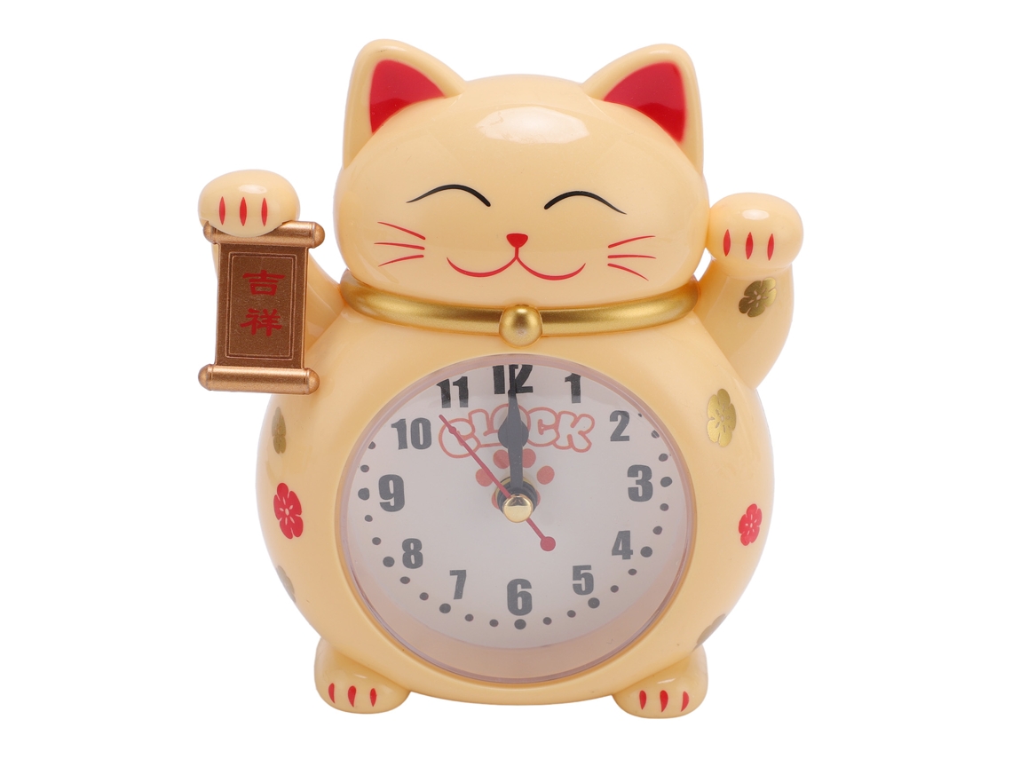 Reloj despertador Baok Lucky Kitten, diseño de dibujos animados adorable, plástico, preciso, para el hogar, niños y estudiantes, amarillo YF2025D